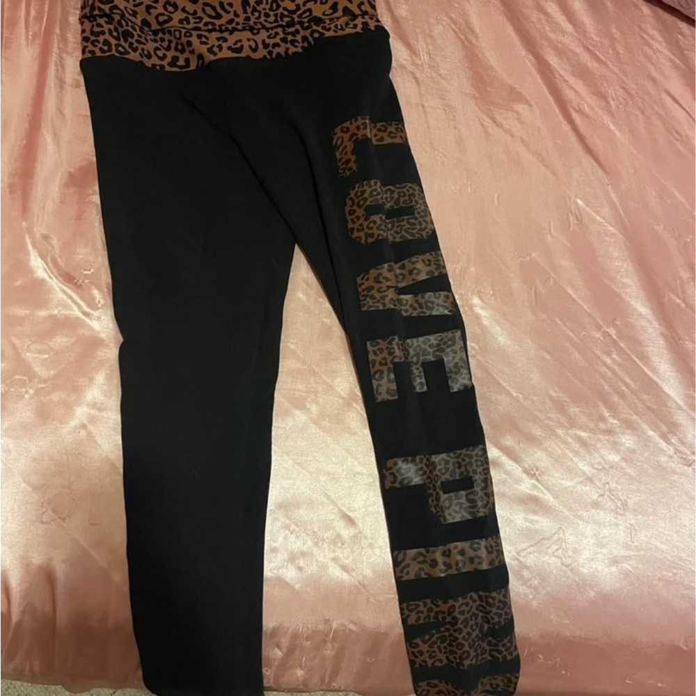 PINK Victoria's Secret Black and Leopard Leggings